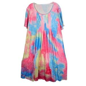 Womens dress Sz 2xl tiedye Poly/Spandex Bust48" lengthCB 41"Pockets and sleeves